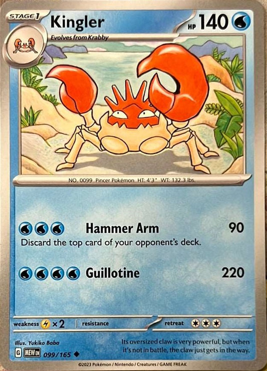 099/165 Kingler / Stage 1 / Uncommon (Pokémon 151) English card