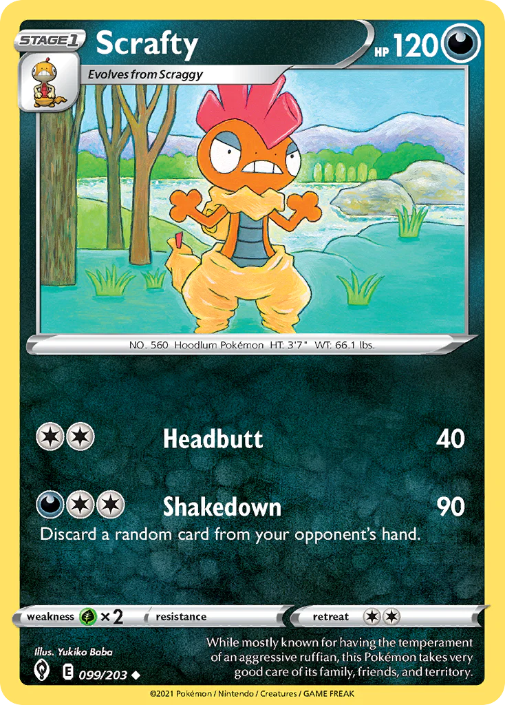 099/203 Scrafty / Stage 1 / Uncommon (Evolving Skies) English card