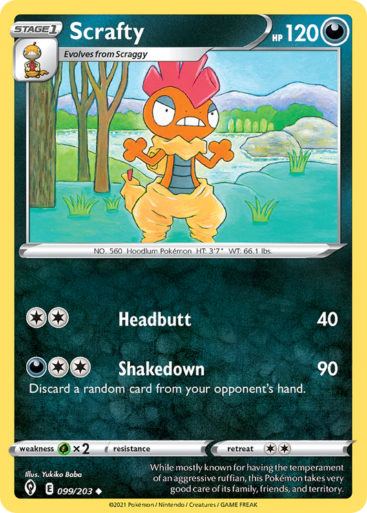 099/203 Scrafty / Stage 1 / Uncommon (Evolving Skies) English card