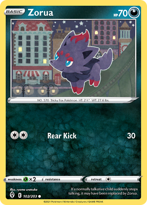 102/203 Zorua / Basic / Common (Evolving Skies) English card