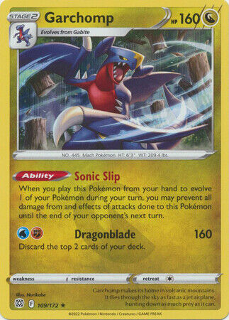 109/172 Garchomp / Stage 2 / Rare/Holo (Brilliant Stars) English card