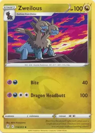 114/203 Zweilous / Stage 1 / Uncommon (Evolving Skies) English card