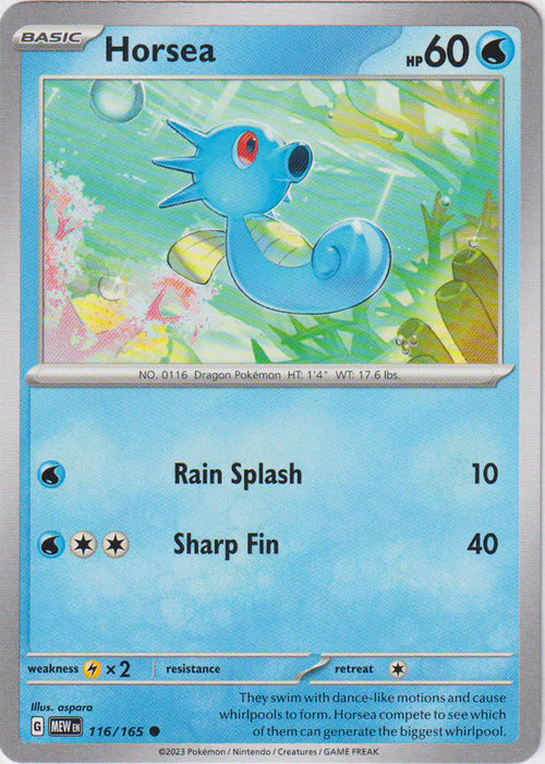 116/165 Horsea / Basic / Common (Pokémon 151) English card