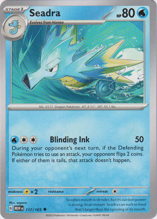 117/165 Seadra / Stage 1 / Uncommon (Pokémon 151) English card