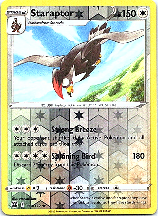 119/172 Staraptor (Reverse Holo) / Stage 2 / Rare (Brilliant Stars) English card