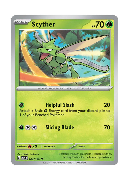 123/165 Scyther / Basic / Uncommon (Pokémon 151) English card