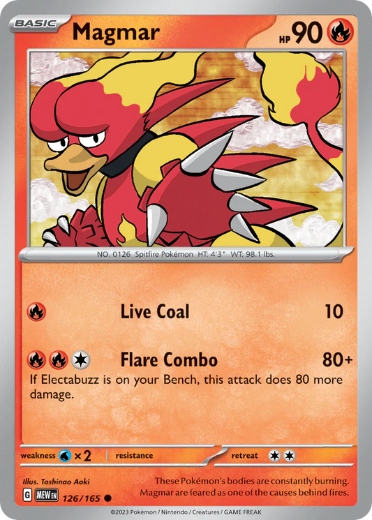 126/165 Magmar / Basic / Common (Pokémon 151) English card