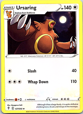 127/203 Ursaring / Stage 1 / Uncommon (Evolving Skies) English card