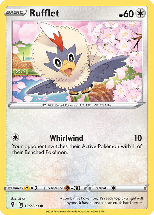 136/203 Rufflet / Basic / Common (Evolving Skies) English card