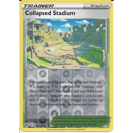 137/172 Collapsed Stadium (Reverse Holo) / Stadium / Uncommon (Brilliant Stars) English card