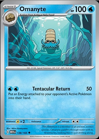 138/165 Omanyte / Stage 1 / Uncommon (Pokémon 151) English card