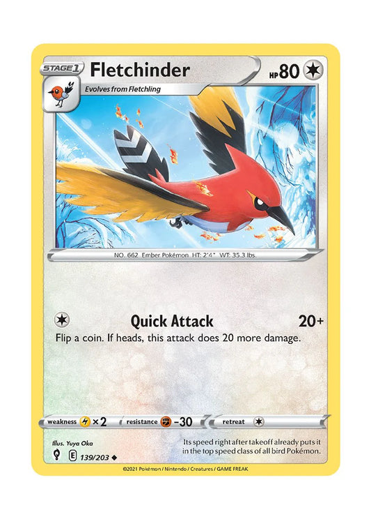 139/203 Fletchinder / Stage 1 / Uncommon (Evolving Skies) English card