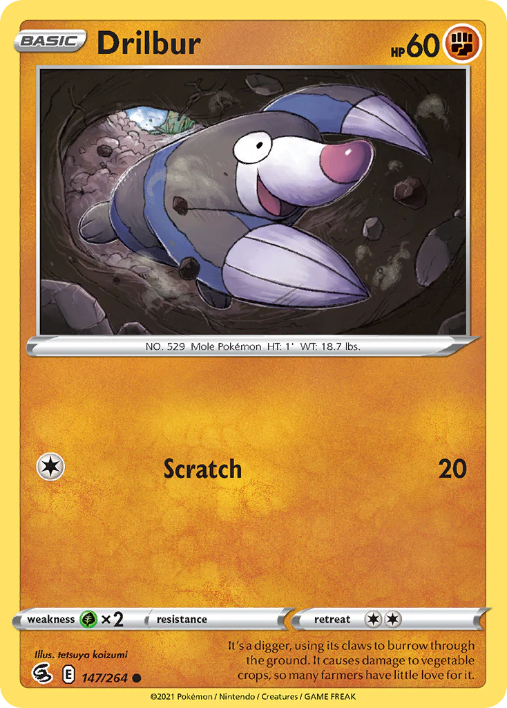 147/264 Drilbur / Basic / Common (Fusion Strike) English card