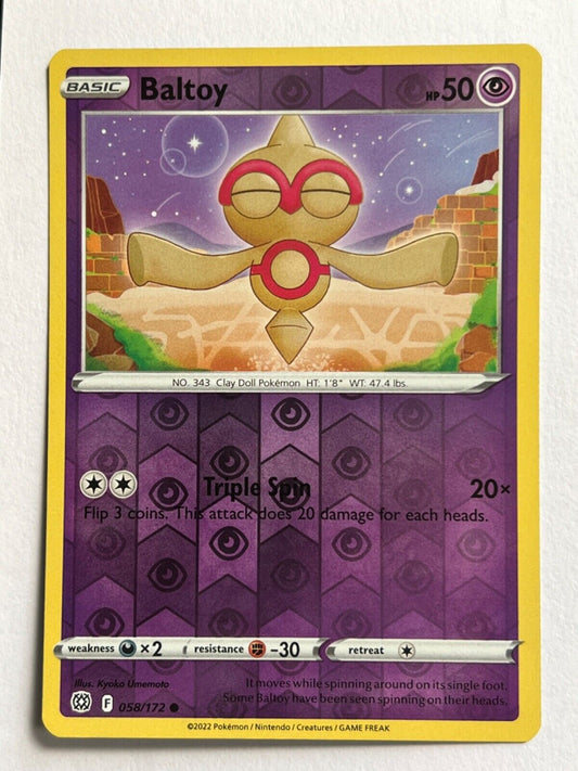 058/172 Baltoy (Reverse Holo) / Basic / Common (Brilliant Stars) English card